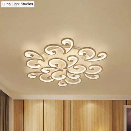 Led Petal Flush Mount Bedroom Ceiling Lamp In Warm/White/Natural Light - Modern Design
