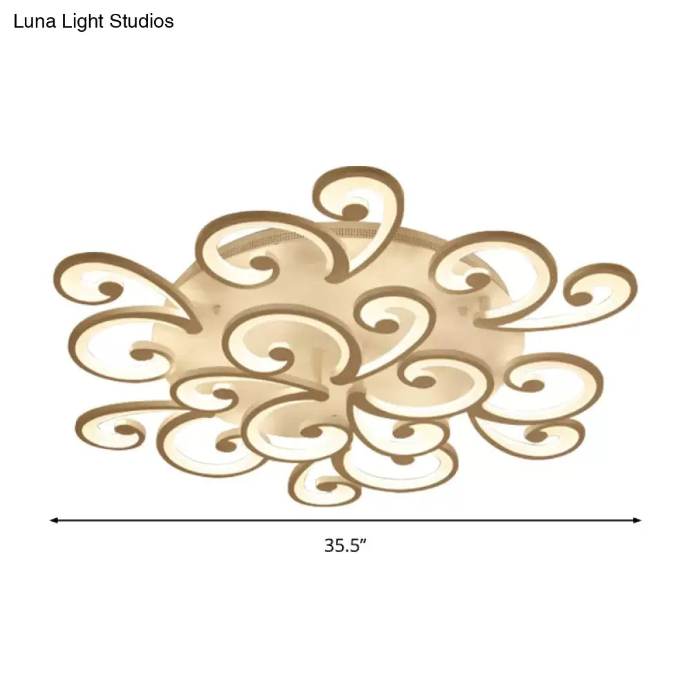 Led Petal Flush Mount Bedroom Ceiling Lamp In Warm/White/Natural Light - Modern Design