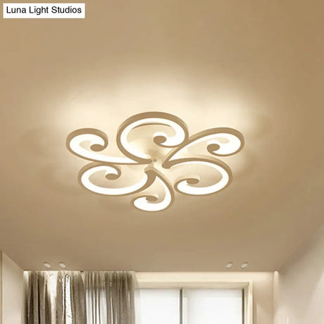 Led Petal Flush Mount Bedroom Ceiling Lamp In Warm/White/Natural Light - Modern Design
