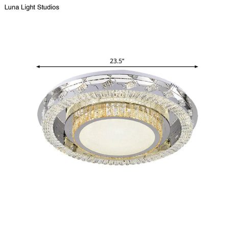 Led Stainless - Steel Flush Mount Crystal Block Ceiling Light Fixture