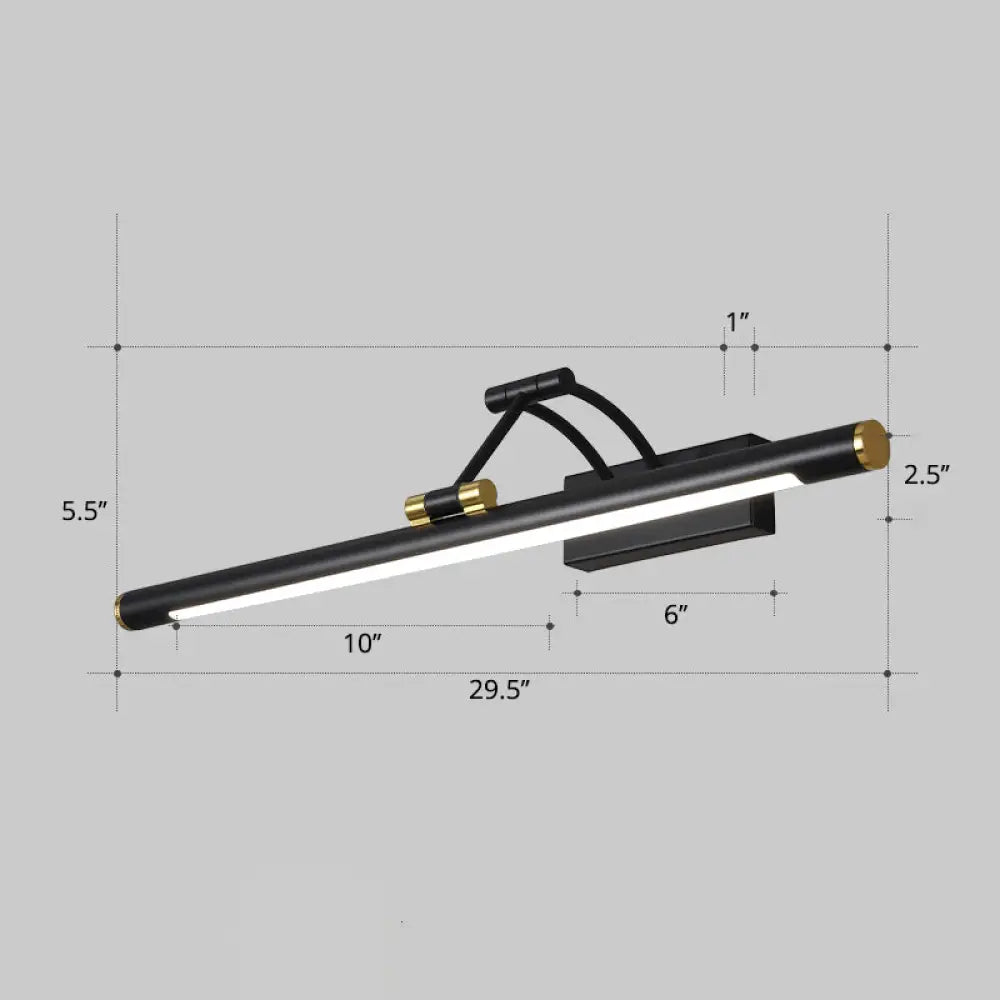 Led Wall Mount Vanity Light - Minimalist Tube Shape Acrylic Fixture With 3-Joint Swing Arm