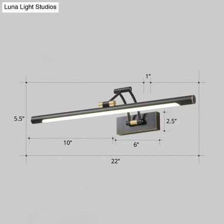 Led Wall Mount Vanity Light - Minimalist Tube Shape Acrylic Fixture With 3-Joint Swing Arm