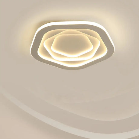 Led White Flush Mount Ceiling Lamp With Modern Acrylic Shade - 16/19.5 For Bedroom / 16 Pentagon