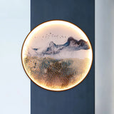 Light Asia Aluminum Led Wall Mounted Mural For Living Room Decoration - Blue Foggy Mountain / A
