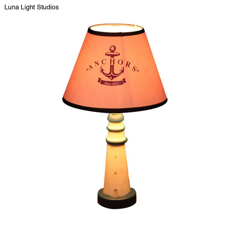 Lighthouse Nautical Desk Lamp: Resin Study Room Light With Plug-In Cord