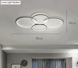 Living Room Main Lamp Atmospheric Hall Minimalist Circular Ring Indoor Ceiling Black / L 90Cm White