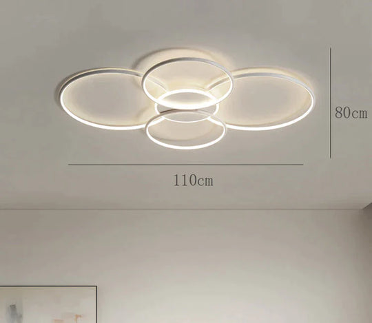 Living Room Main Lamp Atmospheric Hall Minimalist Circular Ring Indoor Ceiling White / L 110Cm Warm