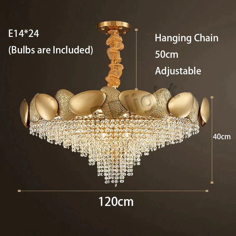 Lizzie - Crystal Luxury Tassels LED Ceiling Chandelier No 120cm / Cold White