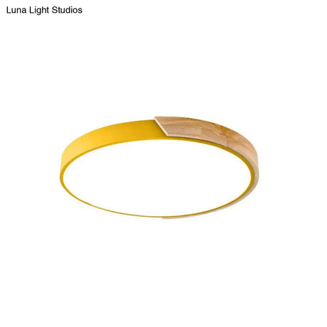 Loft Circle Led Ceiling Light For Kindergarten With Acrylic Shade