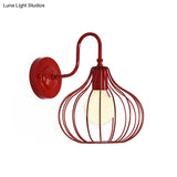 Loft Style Black/White Metallic Mini Wall Lighting With Gooseneck Arm For Bedroom - 1 Light Onion