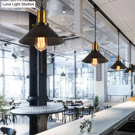Loft-Style Brass Pendant Lighting - Tapered Shade 1-Light Metal Hanging Ceiling Light (1/2/3-Pack)