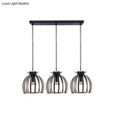 Loft Style Dome Cage Pendant Light With Hanging Head - Black/White Perfect For Living Room