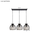 Loft Style Dome Cage Pendant Light With Hanging Head - Black/White Perfect For Living Room