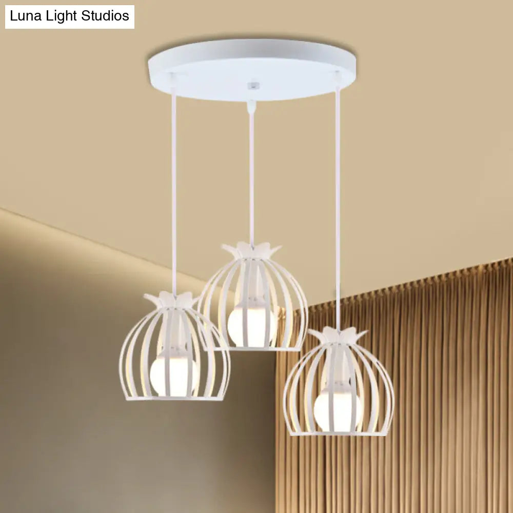 Loft Style Dome Cage Pendant Light With Hanging Head - Black/White Perfect For Living Room
