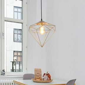 Loft Style Iron Wire Cage Pendant Lamp - Dining Room Suspension Light Fixture Gold / Diamond