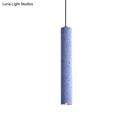 Loft-Style Terrazzo Led Pendant Lamp In Fluted Design White/Yellow/Blue Ceiling Light For Dining