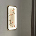 Lotus Blossom Mural Lamp - Chinese Ceramic Black-Green Or Red Led Wall Light For Family Room Black /