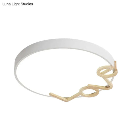 Love - Shape Wood Deco Led Flush Mount Lamp In 3 Colors