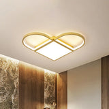 Love Shaped Thin Surface Ceiling Light In Gold With Led Flush Mount Lighting - Modern Metal Design