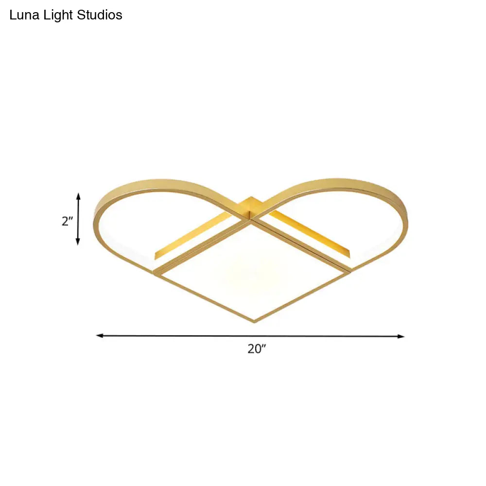 Loving Heart Led Acrylic Ceiling Light Fixture In Gold For Living Room