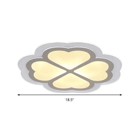 Loving Heart Petal Flush Ceiling Light - Romantic Acrylic Led Lamp For Nursing Room (White)