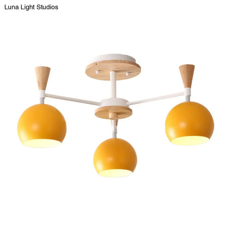 Macaron 3/6/8 - Light Acrylic Dome Ceiling Lamp - Pink/Yellow/Blue Semi Flush Pendant