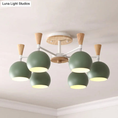 Macaron 3/6/8 - Light Acrylic Dome Ceiling Lamp - Pink/Yellow/Blue Semi Flush Pendant