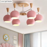 Macaron 3/6/8 - Light Acrylic Dome Ceiling Lamp - Pink/Yellow/Blue Semi Flush Pendant
