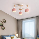 Macaron 3/6/8 - Light Acrylic Dome Ceiling Lamp - Pink/Yellow/Blue Semi Flush Pendant 3 / Pink