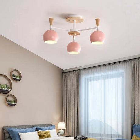 Macaron 3/6/8 - Light Acrylic Dome Ceiling Lamp - Pink/Yellow/Blue Semi Flush Pendant 3 / Pink