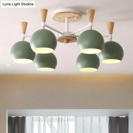 Macaron 3/6/8 - Light Acrylic Dome Ceiling Lamp - Pink/Yellow/Blue Semi Flush Pendant