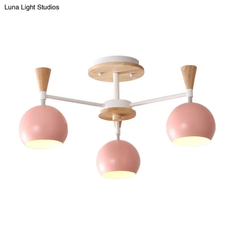 Macaron 3/6/8 - Light Acrylic Dome Ceiling Lamp - Pink/Yellow/Blue Semi Flush Pendant