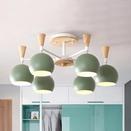 Macaron 3/6/8 - Light Acrylic Dome Ceiling Lamp - Pink/Yellow/Blue Semi Flush Pendant 6 / Green