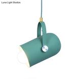 Macaron Blue/Pink/Black Pendant Light For Clothing Stores - Stylish 1-Light Suspension With Handled