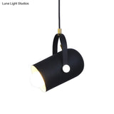 Macaron Blue/Pink/Black Pendant Light For Clothing Stores - Stylish 1-Light Suspension With Handled