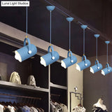 Macaron Blue/Pink/Black Pendant Light For Clothing Stores - Stylish 1-Light Suspension With Handled