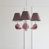 Macaron Colored Bird Chandelier: Resin Pendant Light For Kids Bedroom 3 / Pink