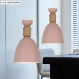 Macaron Dining Room Suspended Light Fixture With Metal And Wood Accents