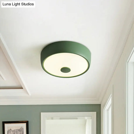 Macaron Drum Ceiling Flush Light In Metal With Led Ideal For Kids Room Available Various Colors