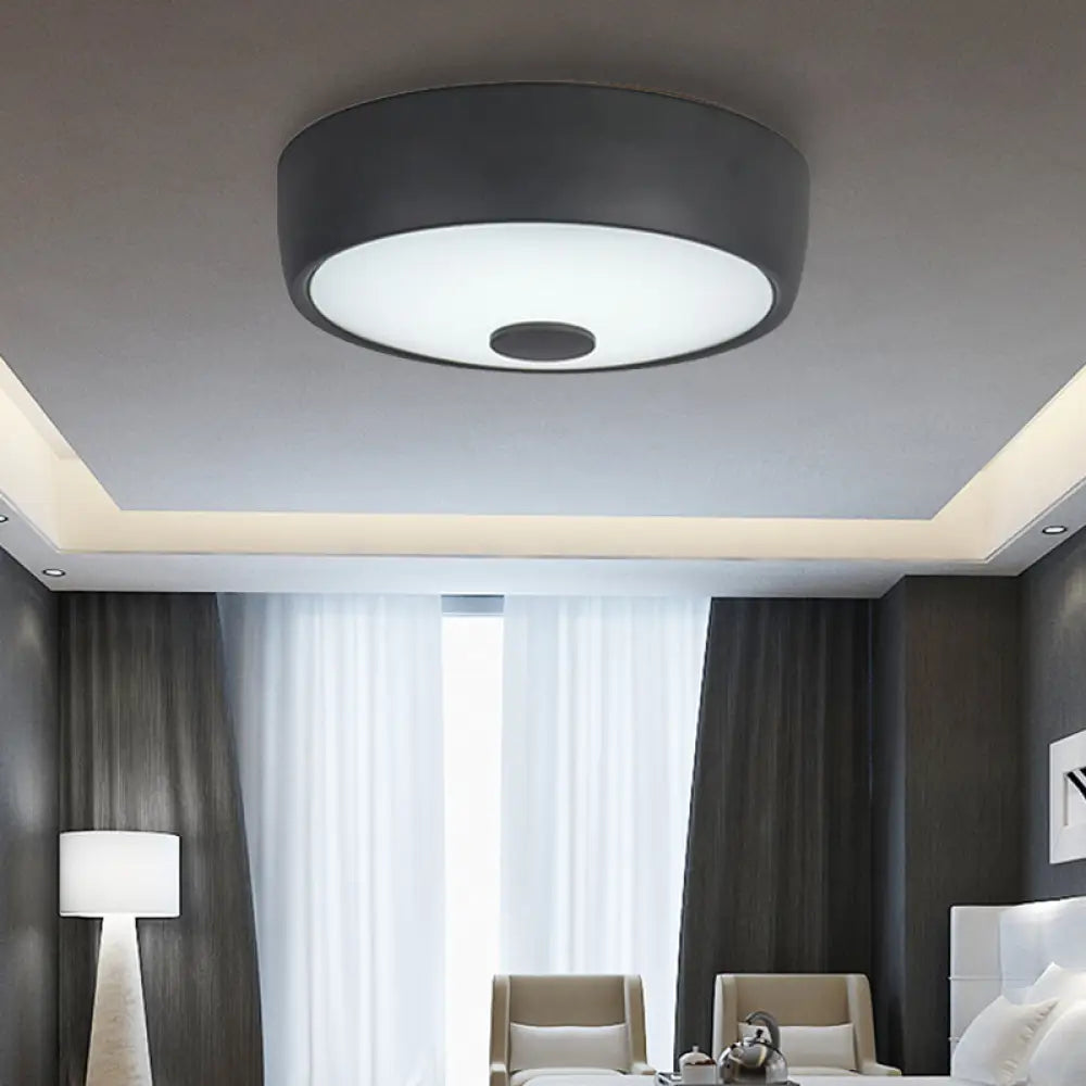 Macaron Drum Ceiling Flush Light In Metal With Led Ideal For Kids Room Available Various Colors