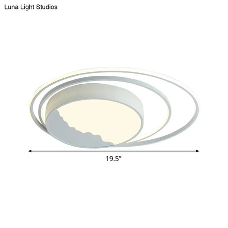 Macaron Grey/White Drum Acrylic Flush Mount Led Ceiling Light - 19.5’/23.5’ Wide Perfect For