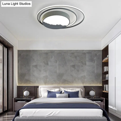 Macaron Grey/White Drum Acrylic Flush Mount Led Ceiling Light - 19.5’/23.5’ Wide Perfect For