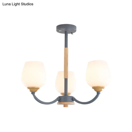 Macaron-Inspired Candy Colored Chandelier With Milk Glass & Metal Hanging Light