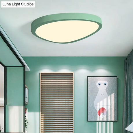 Macaron Loft Acrylic Triangle Led Flush Ceiling Light For Baby Room - Candy Colored Lamp Green / 18