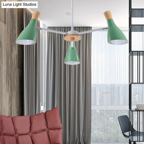 Macaron Loft Chandelier: Baby Bedroom Hanging Light With 3 Metal Lights