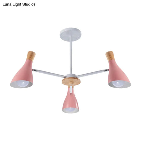 Macaron Loft Chandelier: Baby Bedroom Hanging Light With 3 Metal Lights