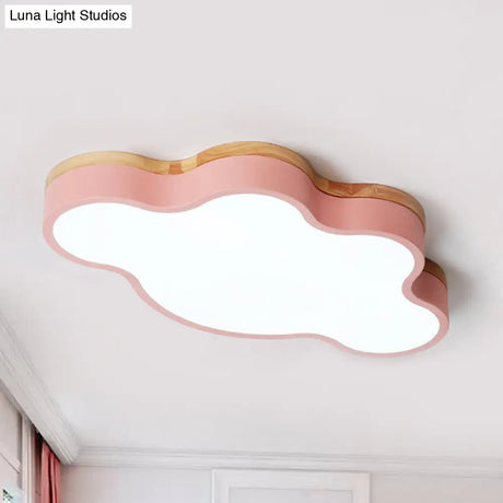 Macaron Loft Led Ceiling Lamp: Acrylic Cloud Shape Flush Light For Kids Bedroom