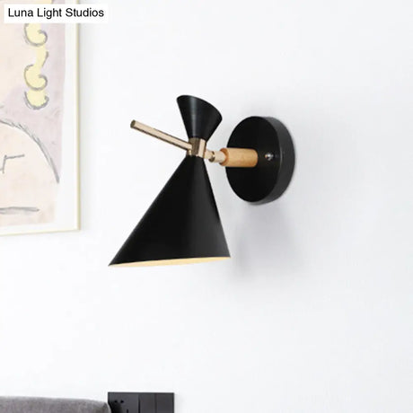 Macaron Metal Wall Sconce - Angle Shade 1 Light Black/White/Pink/Yellow/Green Bedroom