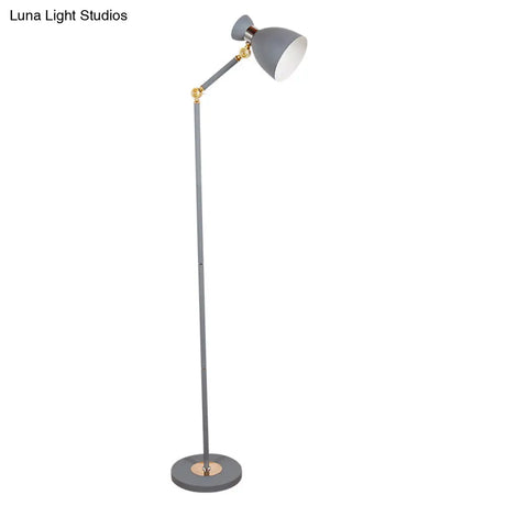 Macaron Metallic Flare Floor Lamp: Wide Rotatable Arm 1 Light Black/Pink/White