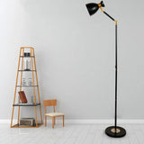 Macaron Metallic Flare Floor Lamp: Wide Rotatable Arm 1 Light Black/Pink/White Black